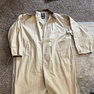 Men's 100% Pure Stuff Beige Khaki Full Length Trench Coat size L